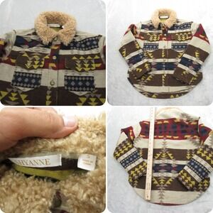 Shyanne Aztec Jacket Girls Small Brown Sherpa Southwestern Western Wool Blend